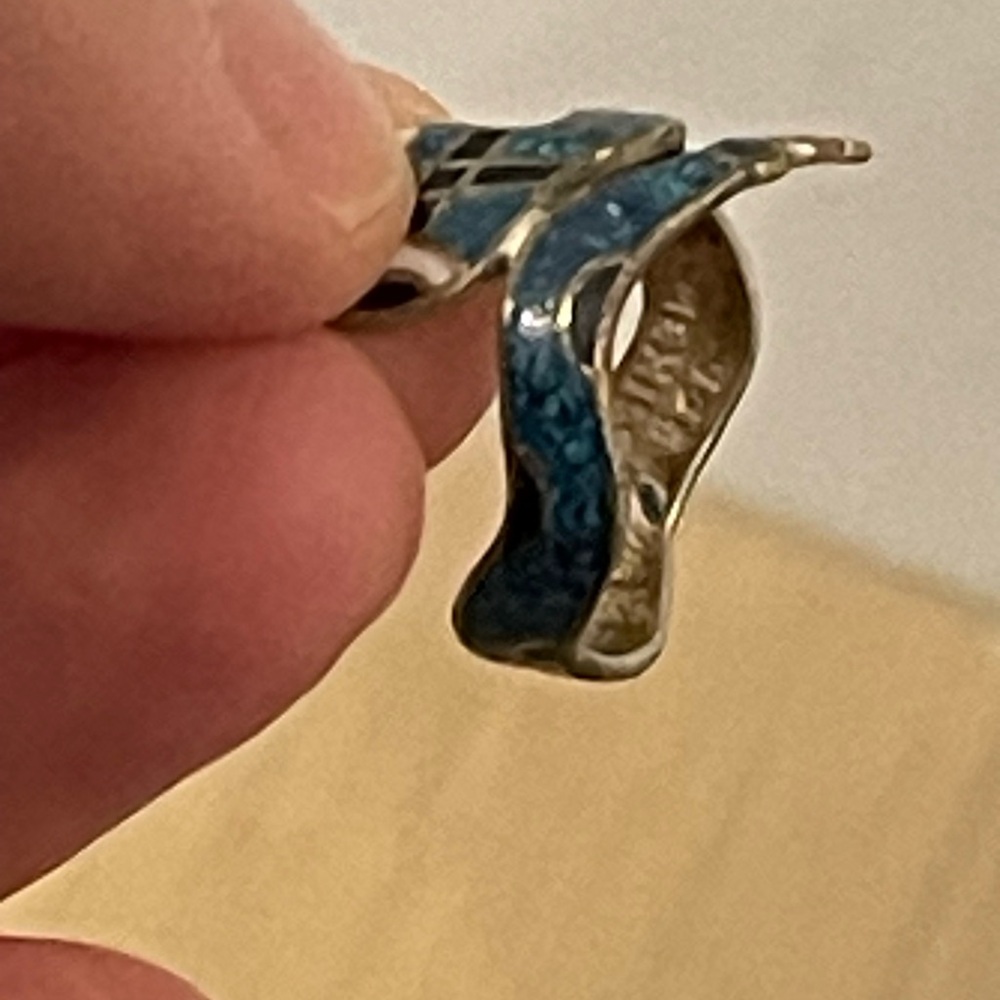 Vintage sterling silver enameled wrap around snake ring size 6.5 - Picture 7 of 7